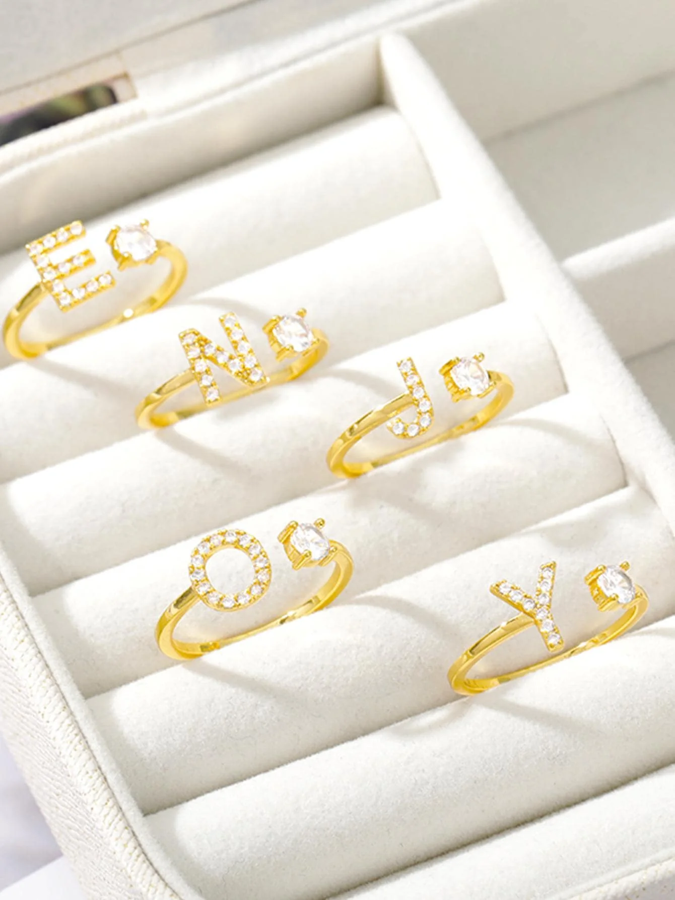 

Кольцо DOREMI A-Z ручной работы с инкрустацией, регулируемое, с индивидуальной буквой, ювелирное украшение, подарок для женщин, подарок для любимой, высококачественное кольцо