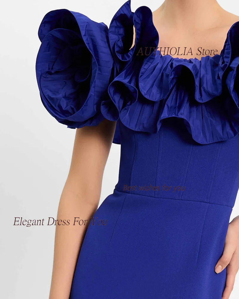 Crepe Evening Dresses For Sexy Women 2024 정장원피스 Vestidos de festa Elegant Pleated Formal Mermaid Blue Cocktail Long Party Gowns