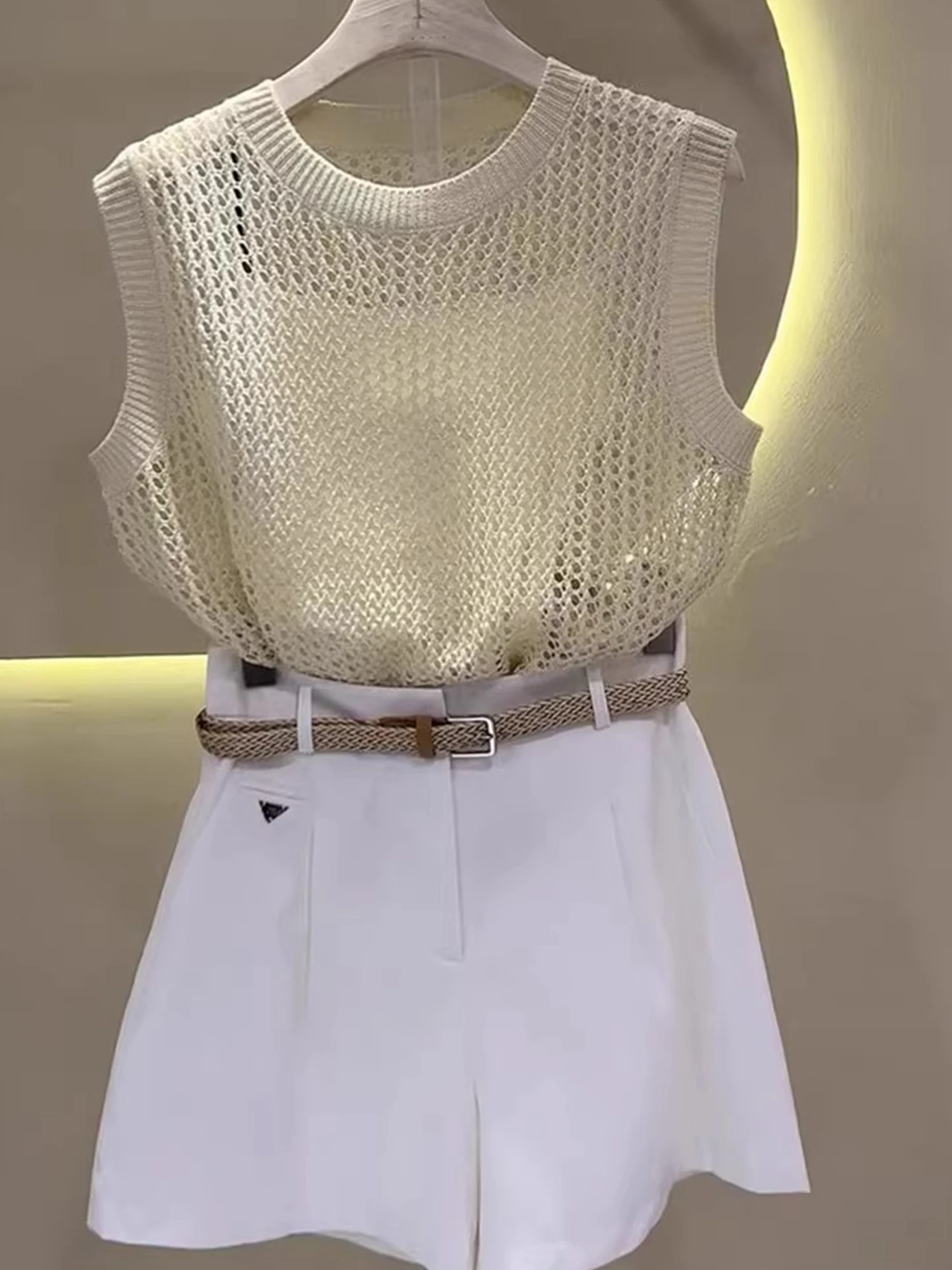 

Свободный вязаный жилет, однотонный простой летний повседневный пуловер, удобный корейский вариант, дизайн прямого кроя