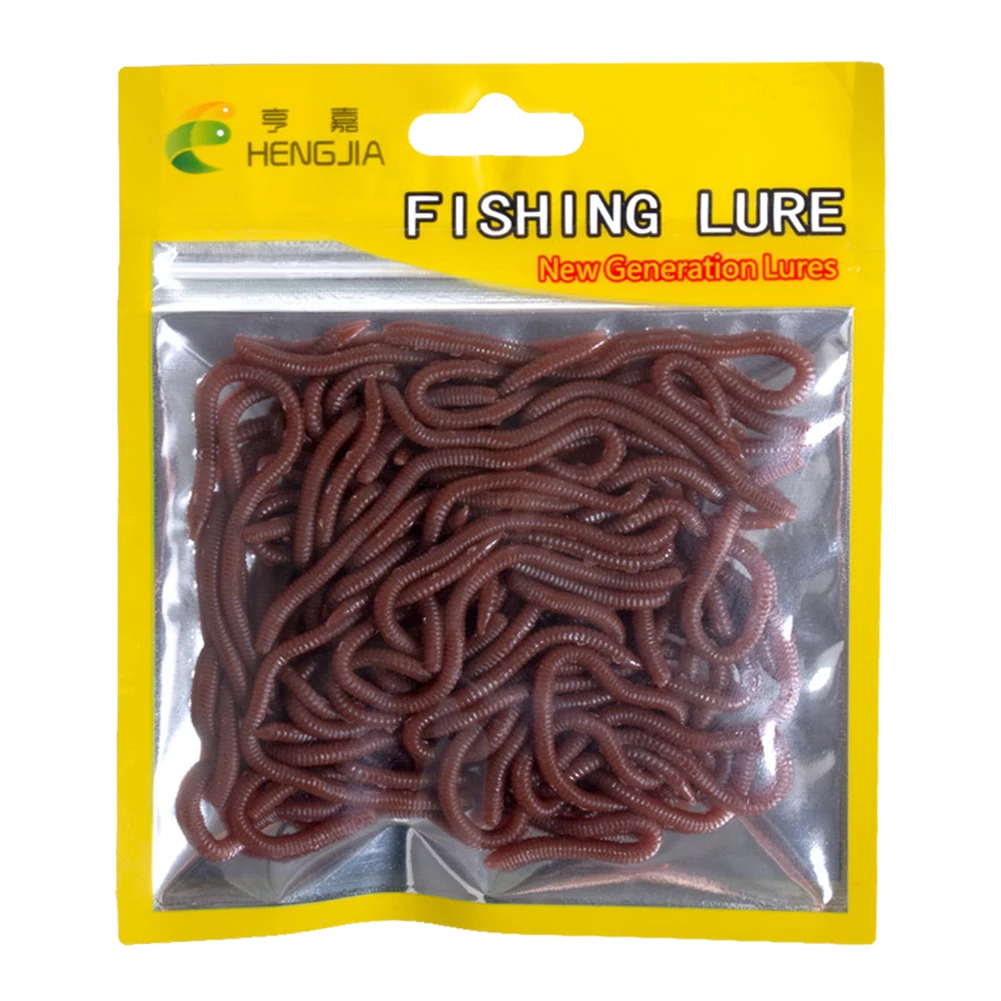 50Pcs Simulation Earthworms Lure 80mm Red Worms Soft Lure PVC Lifelike Earthworm Fishing Lure for Freshwater Seawater