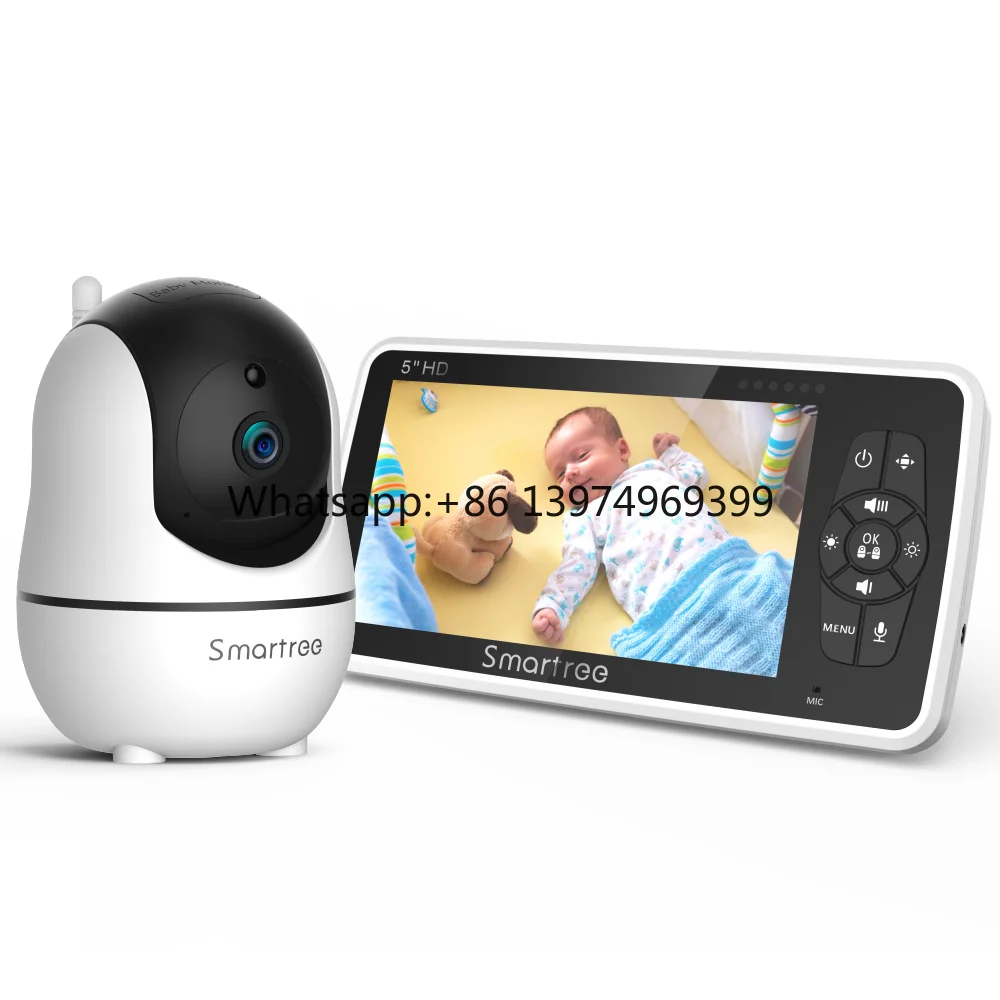 Hot Selling 5 Inch Child Monitor Wireless Baby Monitor  Camera Audio Video Digital Baby Monitor