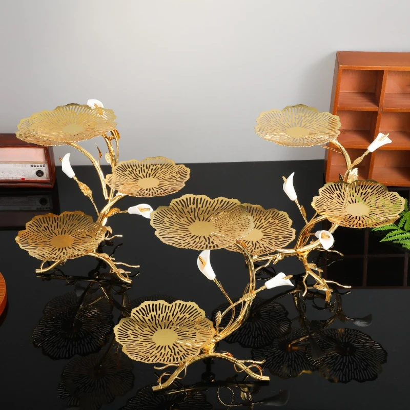 Retro Metal Flower-shaped Fruit Plate, Multi-layer Dessert Plate, Fruit Basket, Candy and Snack Storage Fruit Plate