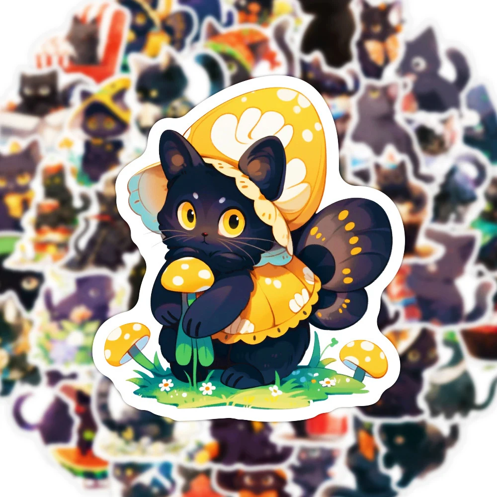 

10/30/50PCS Cute Black Cat Animal Stickers Aesthetic INS Decals Graffiti Luggage Stationery Laptop Vinyl Kawaii Kid Toy Sticker