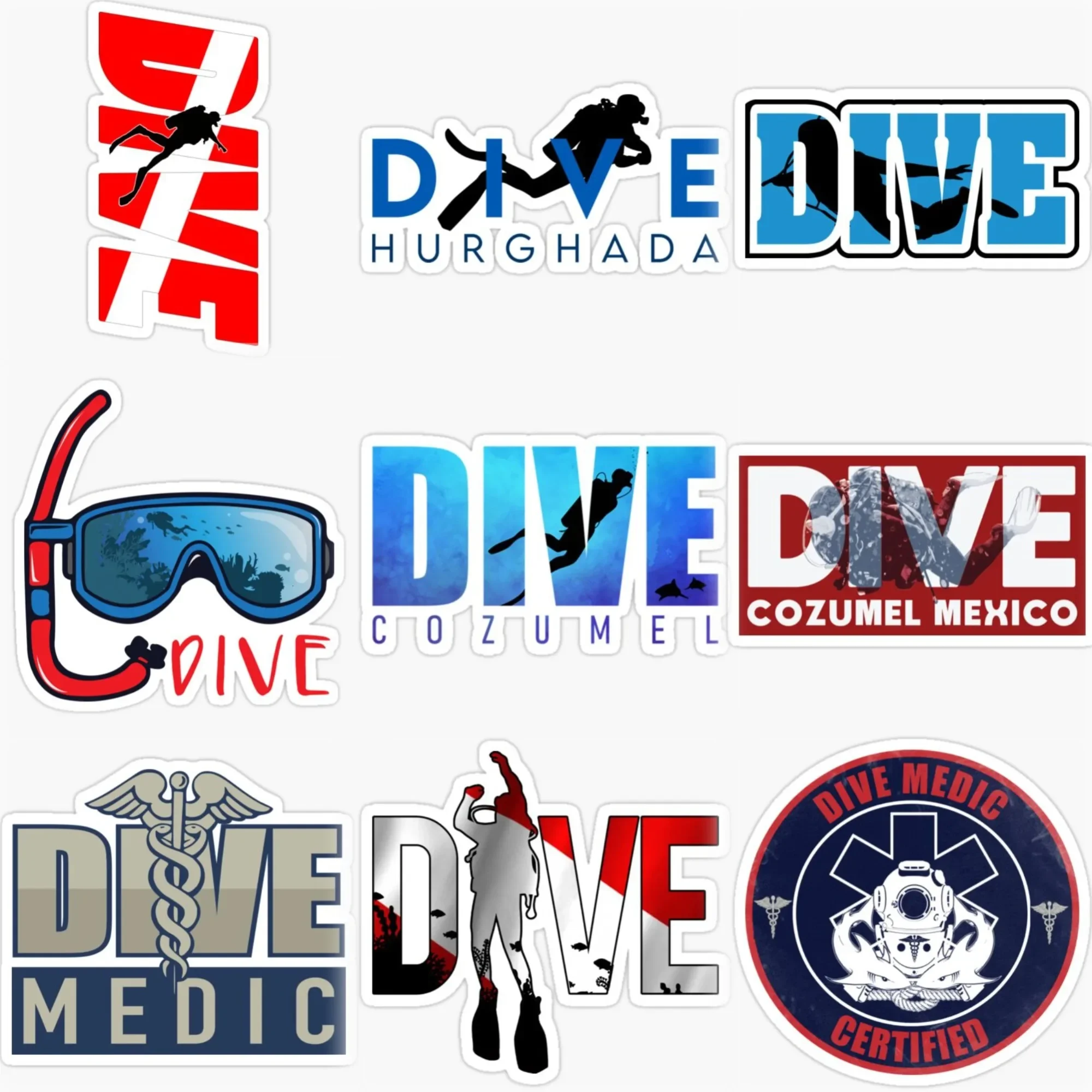 Scuba Diver Flag Car Stickers Accessories Customizable Size Van Motorcycle Bicycle Window Helmet Wall Table Fridge Decal