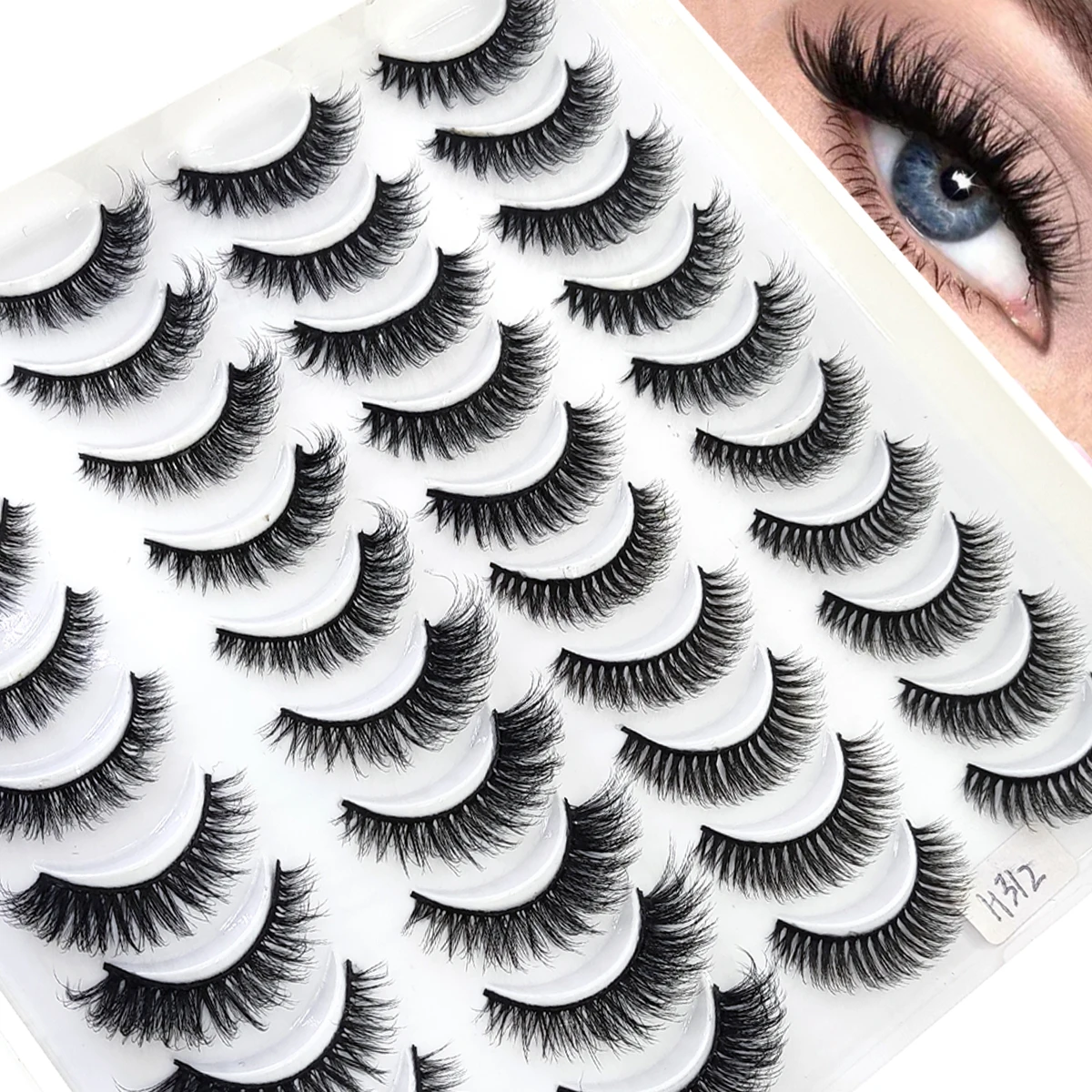 AMSDCN 20 Double Mixed Style Mink Eyelash 3D Cat Eye Fox Eyelash Natural Messy  Cross Eyelash Wholesale Manga Eyelash Short Eyel