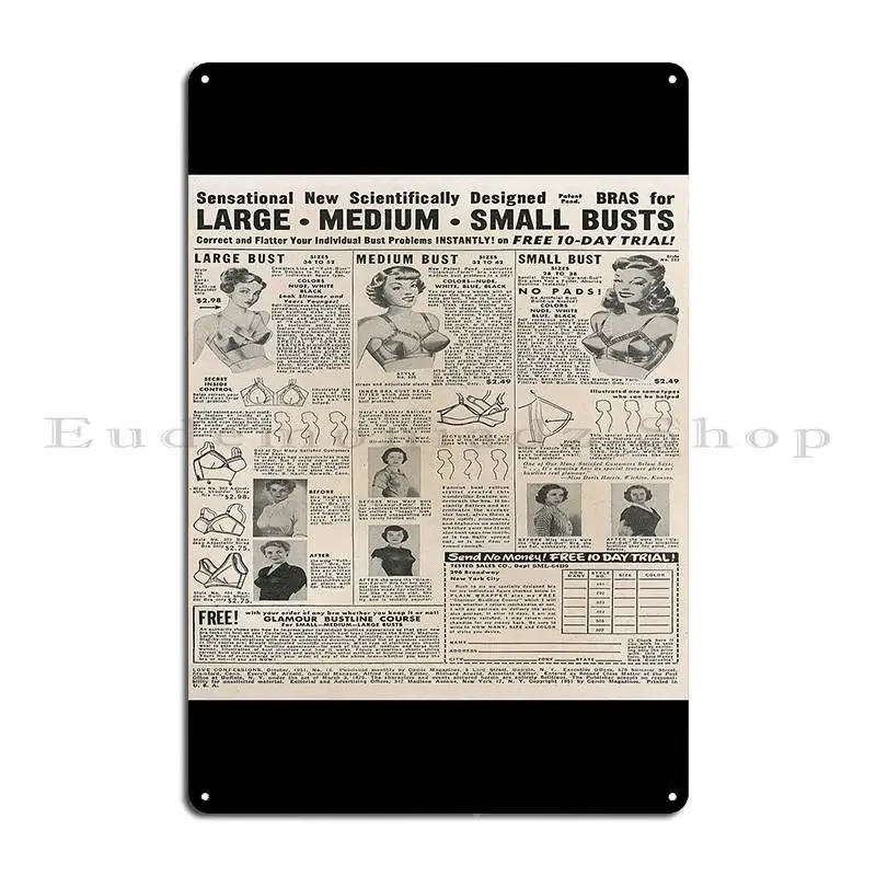 Busts Large Medium Small Breasts Vintage Advertising Maggiedolly Metal Plaque Poster Retro Cave Party Printed Tin Sign Poster