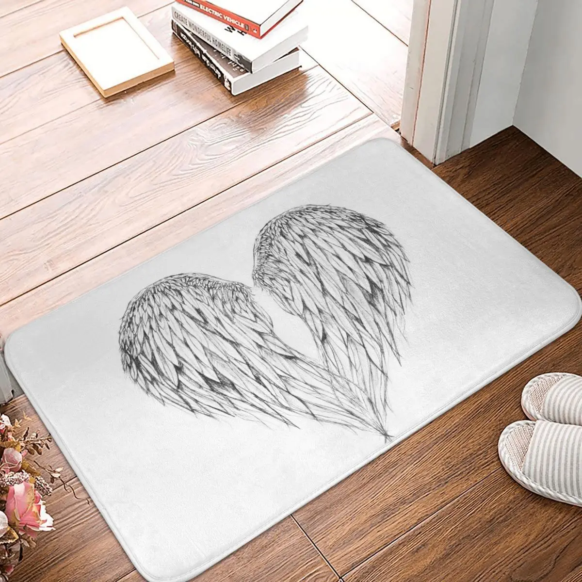 Angel Wings Front Door Mat Anti-Slip Outdoor Absorbent Doormat Kitchen Balcony Entrance Rug Carpet