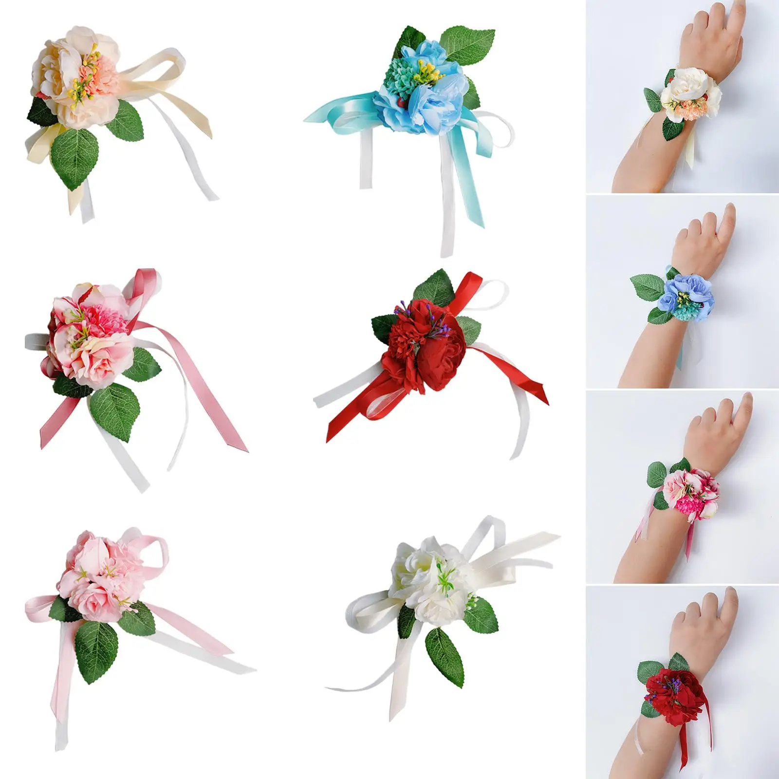 Hand Wrist Flower Floral Wrist Corsage for Bride Bridesmaid Bridal Shower