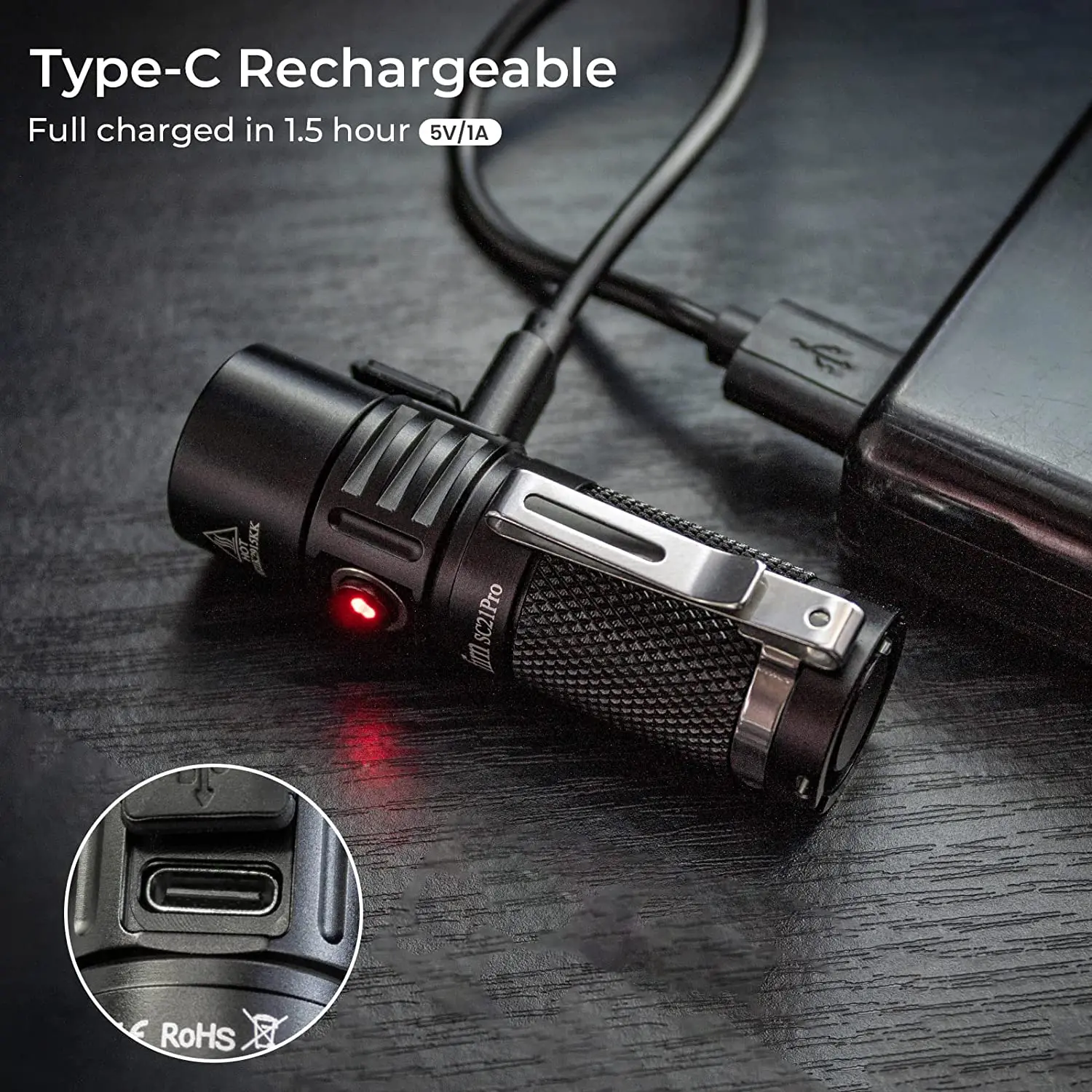 Sofirn Mini Powerful SC21 Pro LED Flashlight Anduril 2.0 16340 USB C Rechargeable 1100lm LH351D 90CRI