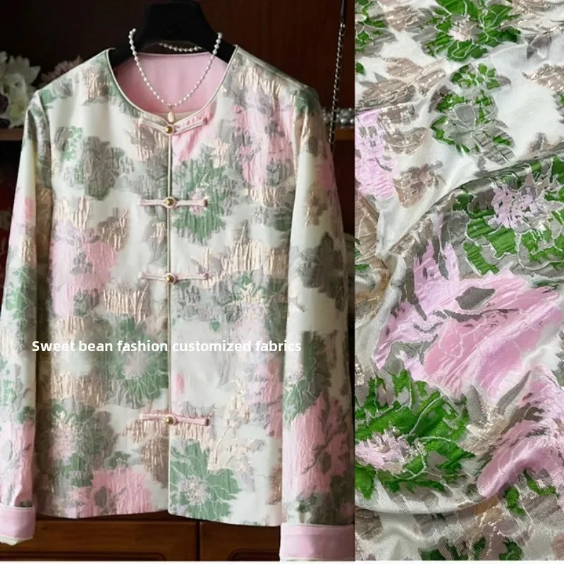 

Золотая линия из органзы, жаккардовая ткань, ароматная пряжа, окрашенная модель, весна-лето, европейский брендовый дизайн, ткань для шитья по метрам