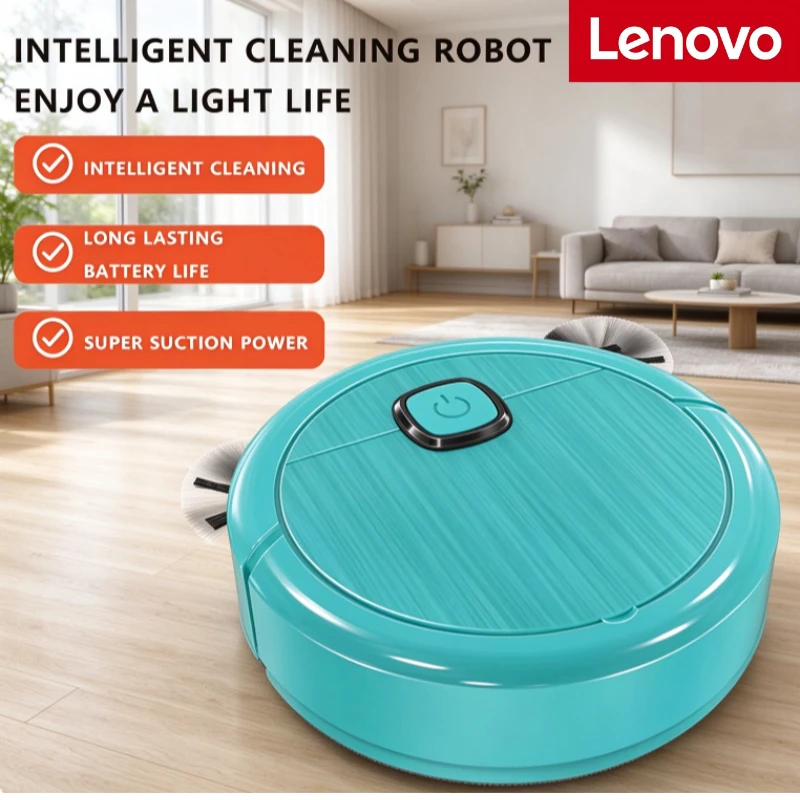 Lenovo New 3-in-1 Smart Sweeping Robot Vacuum Mop 4000pa Strong Suction Washable Mop For Pet Hair Hard Floor Home Kitchen Room