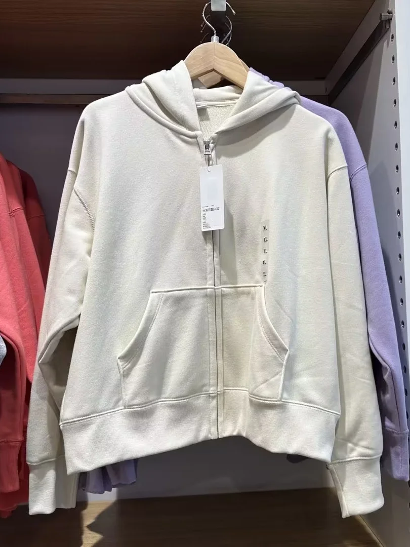 

Весенний женский кардиган на молнии с капюшоном, длинный рукав, приталенный крой, хлопок/полиэстер, для повседневной носки