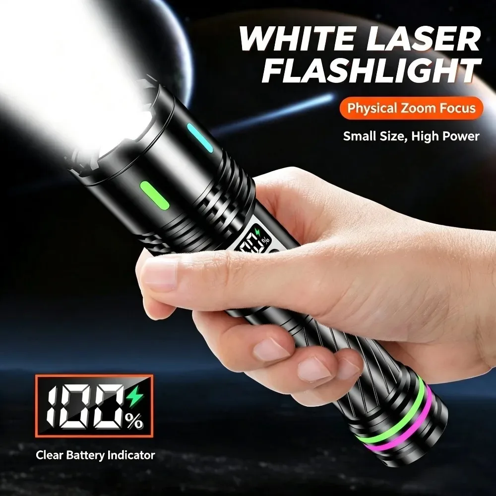 Super Bright High Power LED Flashlights USB Rechargeable Waterproof Aluminum Alloy Torch for Camping Hiking Hunting Patrol