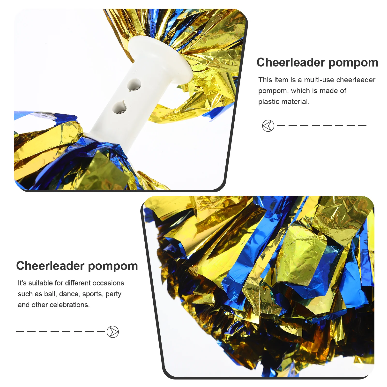 

Cheerleading Pom Poms Durable Plastic Handheld Party Dance Sports Cheering Props Performance Accessories