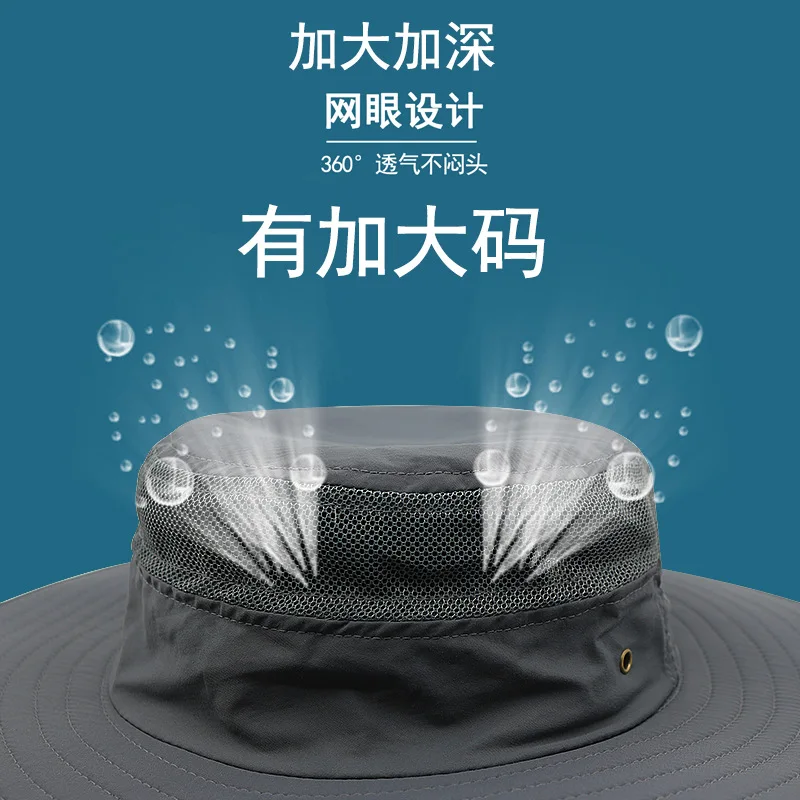 Factory Direct Large Size Wide Brim Flat Top Summer Sun Protection Fisherman Hat, Deep Fit Plus Size Wholesale