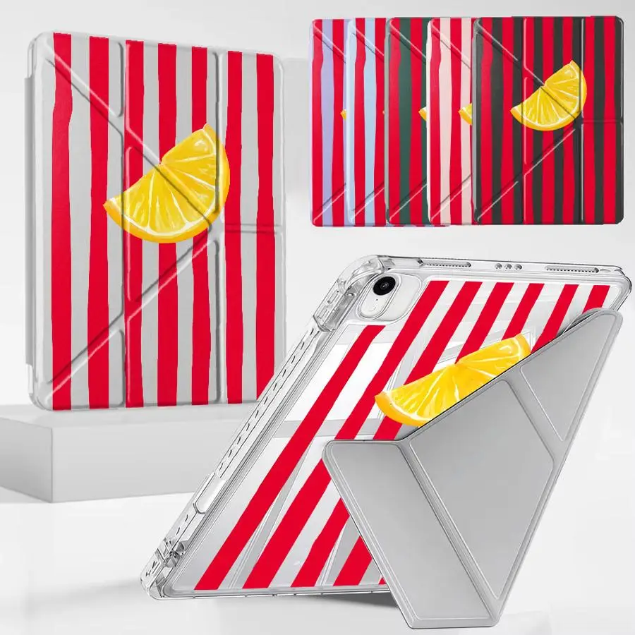 Tablet Case For iPad Air 4 5 M3 M2 M4 11inch Mini 6 7 Pro 11th 10th 9th 8th 7th 12.9inch Pro 2025 Holder Cover Y-Fold Lemon Cool