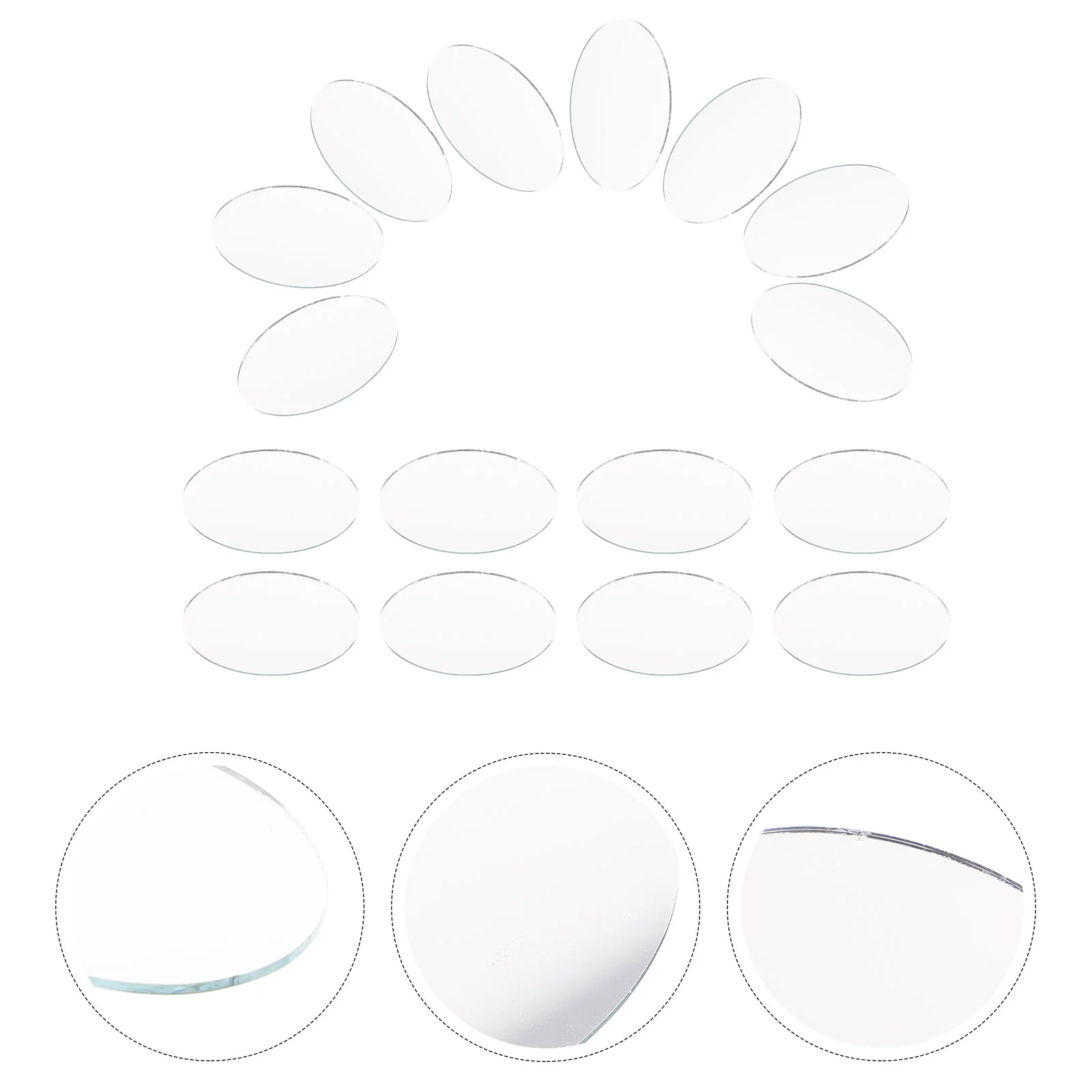 20 Pcs DIY Alloy Mirror Women Make Up Use Mirror Mini Oval Shape Unfinished Mirror Lens for DIY Craft (Small Style)