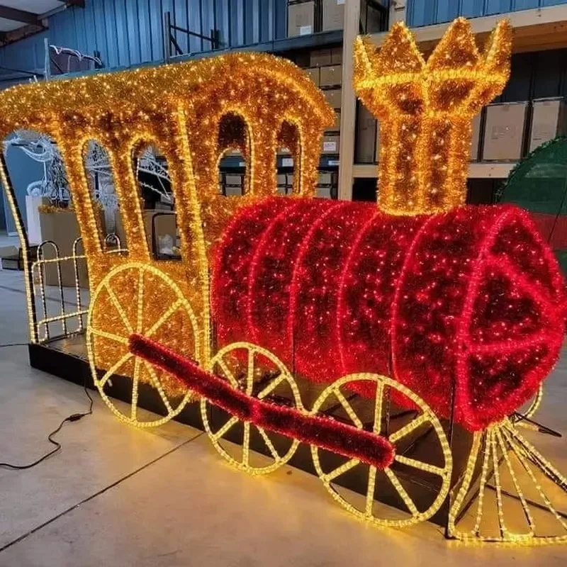 New fashion outdoor park LED decoration Christmas glow large 3D train pattern light