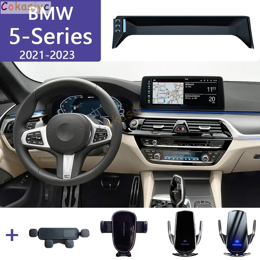 

For BMW 5 Series G30 2021-2023 Car Phone Holder Multimedia Screen Fixed Base 15W Wireless Charging Stand Car Mobile Phone Mounts