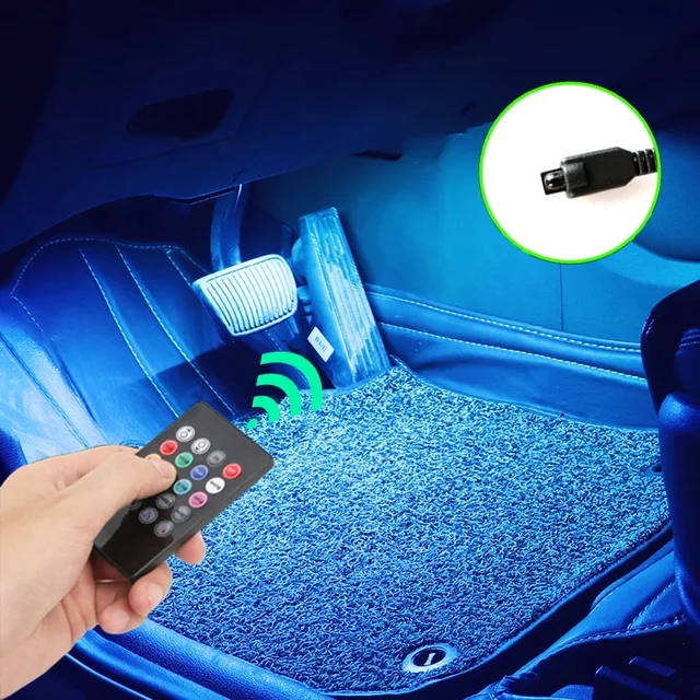 Neon LED Car Interior Ambient Foot Strip Light Kit Accessories RGB Backlight Remote App Music Control Auto Decorative Lamp 5