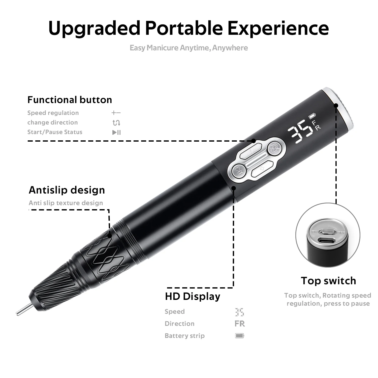 2025 رائجة البيع مسمار الحفر آلات القلم تلميع بت بيضاء الوافدين في المعدات 35000 دورة في الدقيقة آلة الحفر مسمار #4