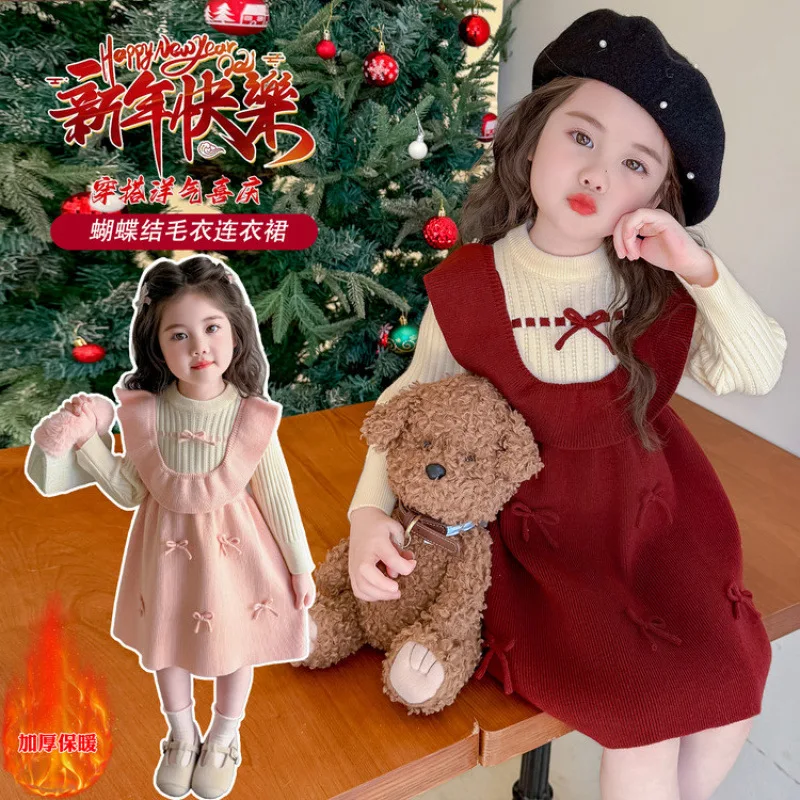 

Girls Sweater Dress Autumn and Winter12345Baby Cute Knitted One-Year-Old Infant Fashion Princess Dress