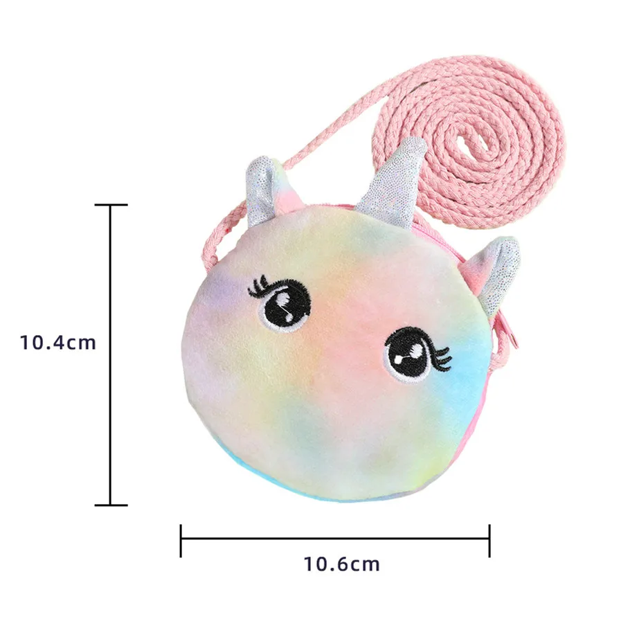 Adorabili bambini peluche unicorno giocattolo cartone animato portamonete borse a tracolla Cute Animal Cat Fluffy Baby Kid Kindergarten Cross-Body Bag