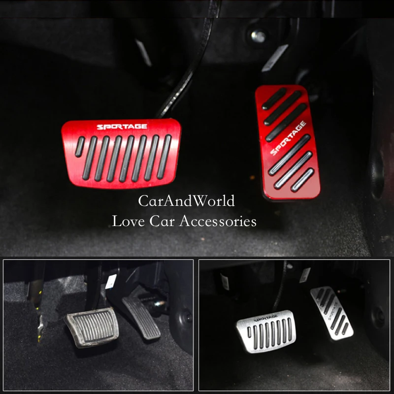 Aluminium Alloy Car AT Foot Rest Pedals Accelerator Gas Pedal Brake Cover Non-slip Pads For KIA Sportage R 2018-2023