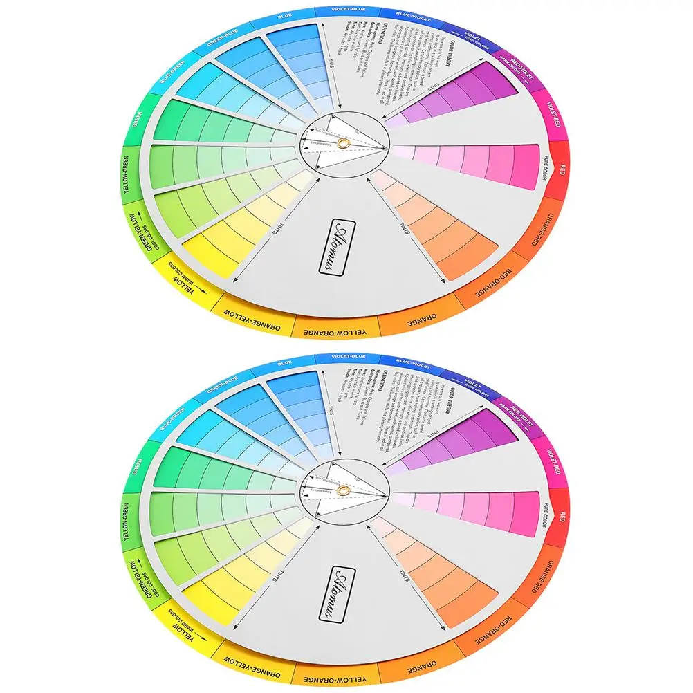 

2 Pcs Color Card Gradient Wheel for Painting The Company Watercolor Paints Rotatable Learning Standard