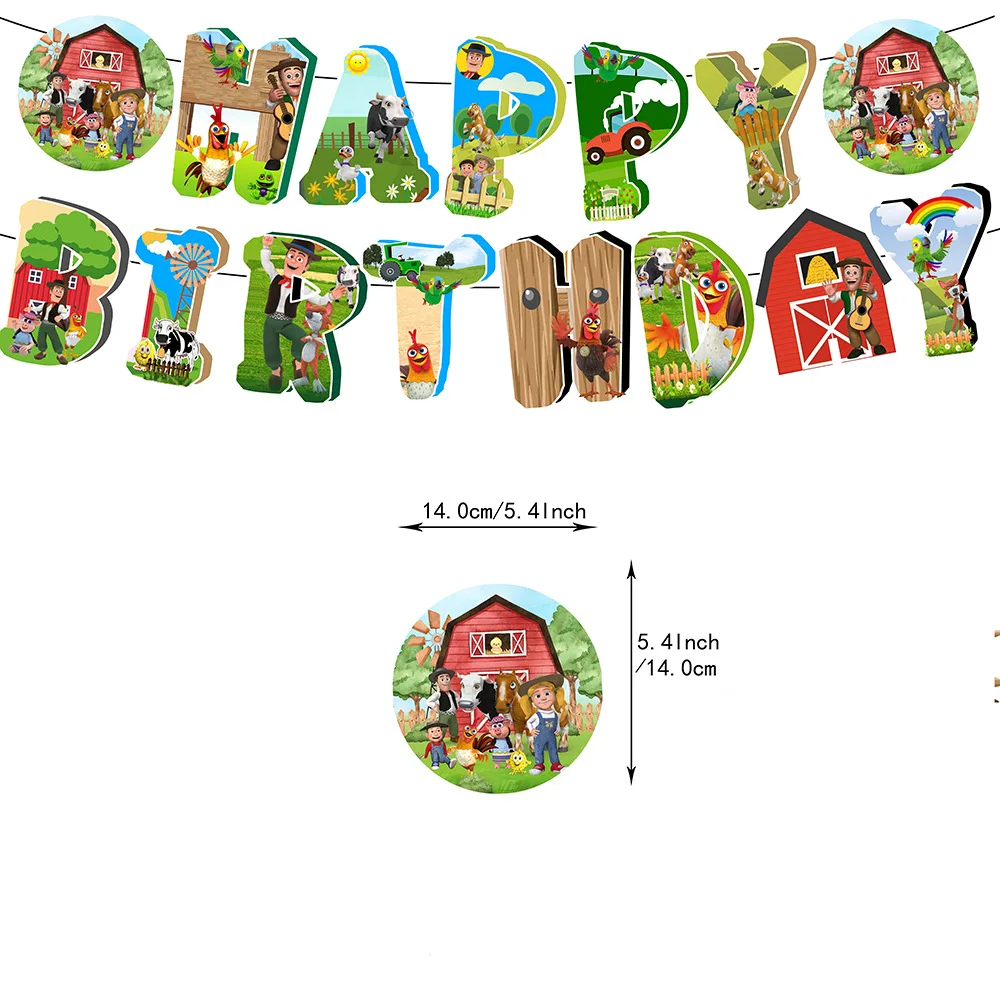 La Granja Zenon Birthday Party Decoration Balloon Banner Cake Topper Tableware Farm Party Supplies Baby Shower