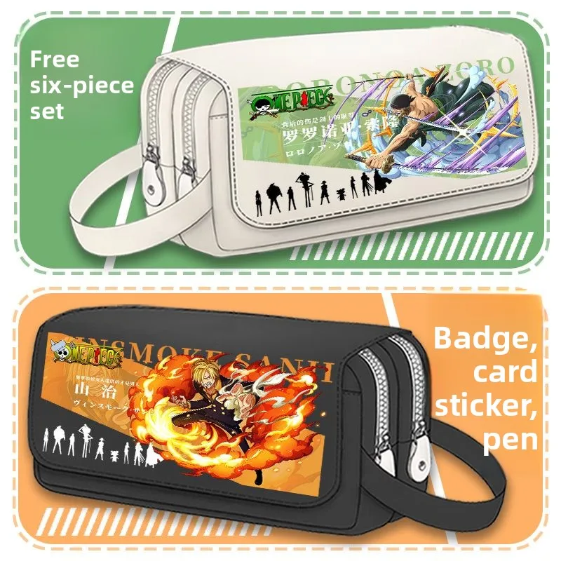 

One Piece Anime Pencil Case Luffy Sanji Zoro Large Capacity Pen Bag Student Gift School Stationery Storage Bag