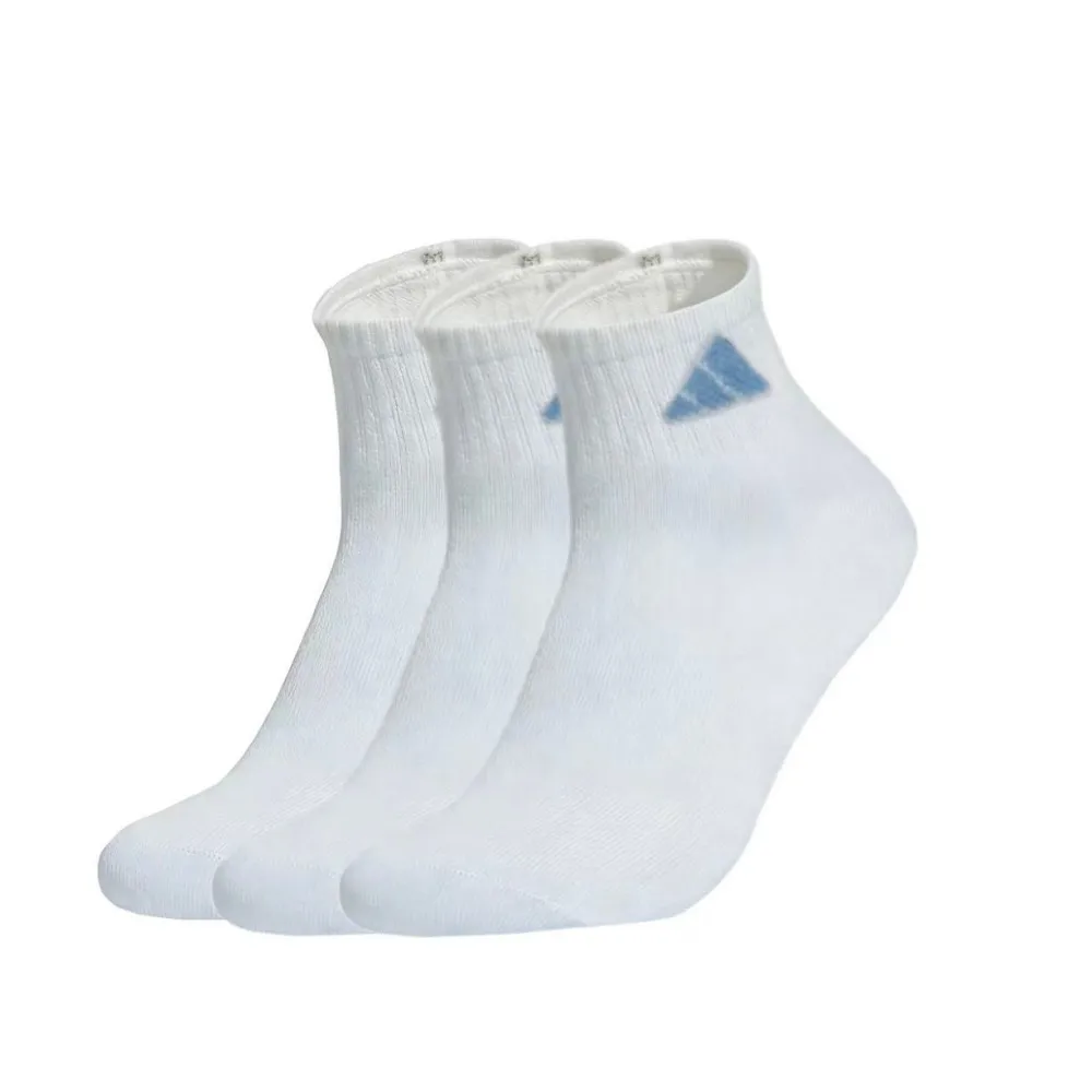 

adidas 3-Pack Logo Comfortable Sports & Fitness Non-Slip Breathable Socks, Unisex, White & Blue, Fashionable KW1151