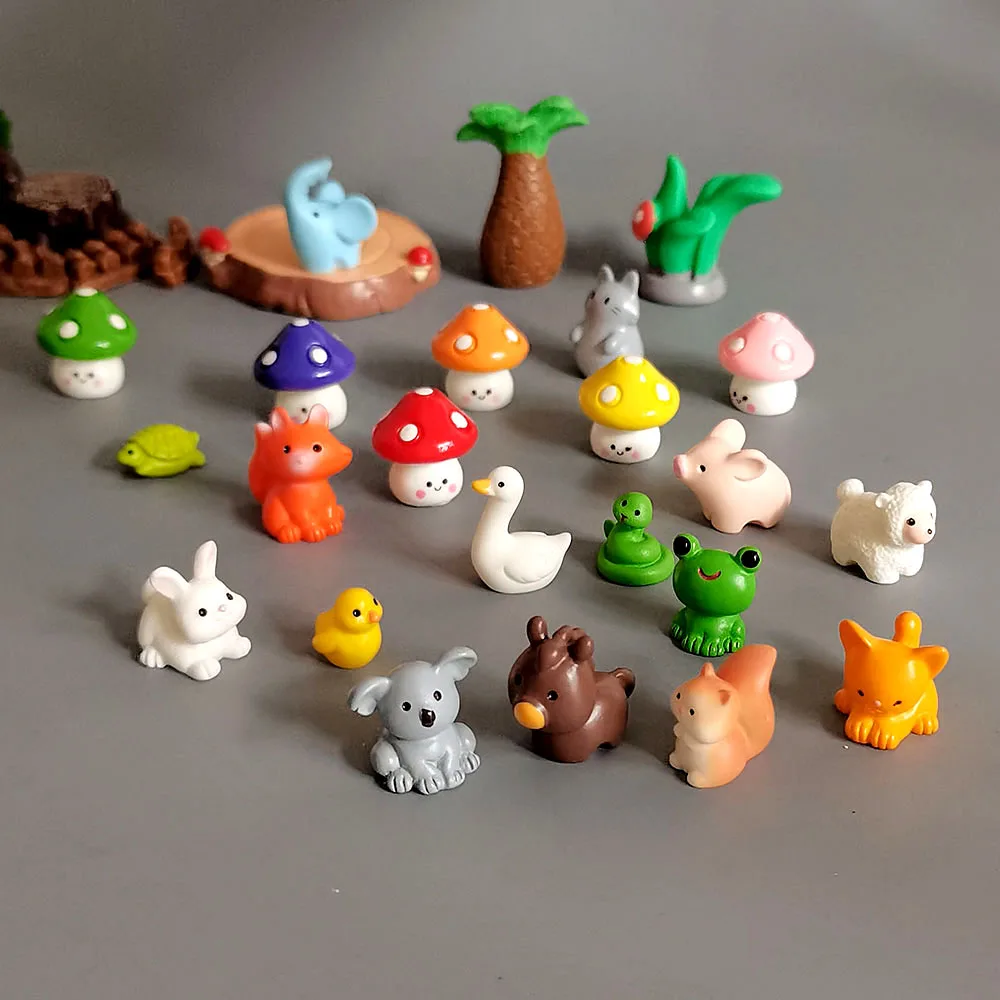 10 pièces animaux cheval éléphant cochon tortue Koala écureuil serpent mouton renard chat canard grenouille lapin fée jardin Miniature décoration