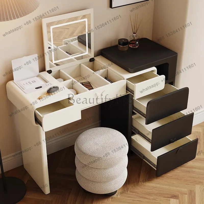 LSBER163 #New clamshell, vanity table, chest and cabinet integrated modern simple bedroom light luxury cream style
