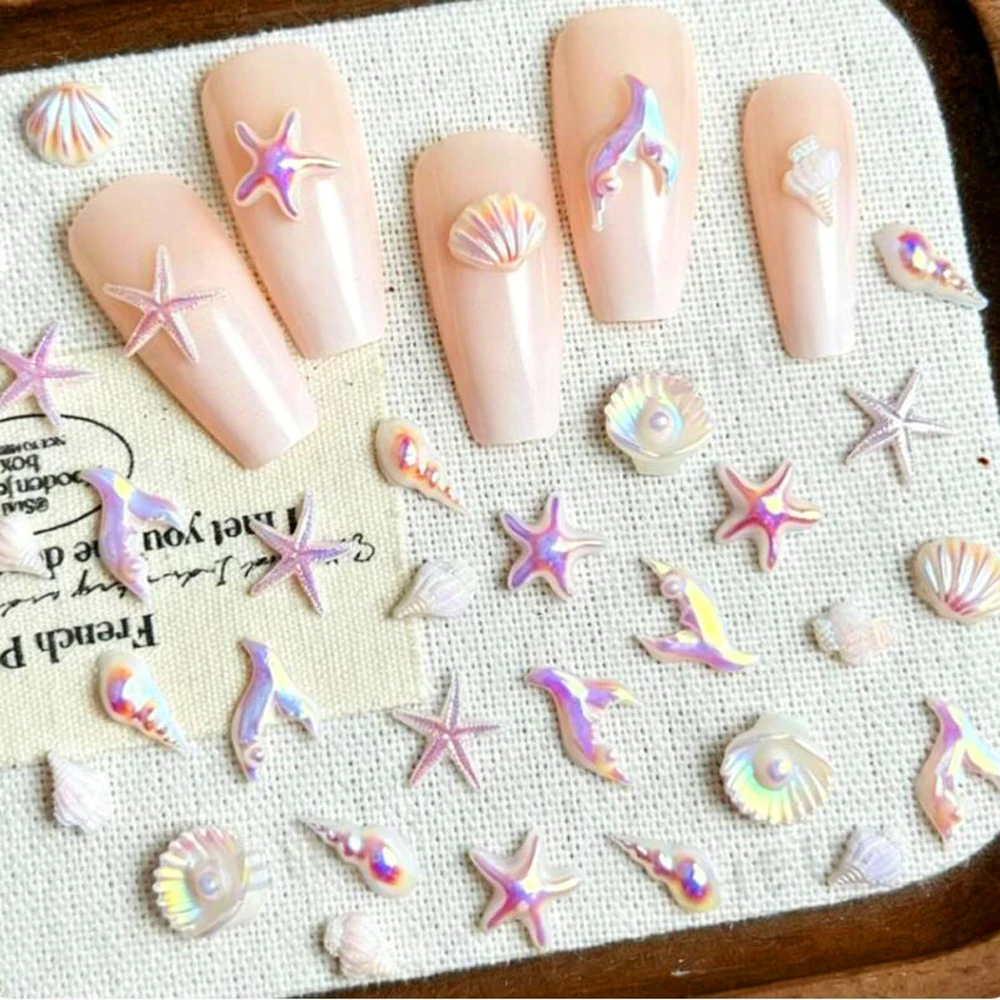 30pcs Mixed Summer Beach Nail - Resin Art Beach Theme ulasan dan harga