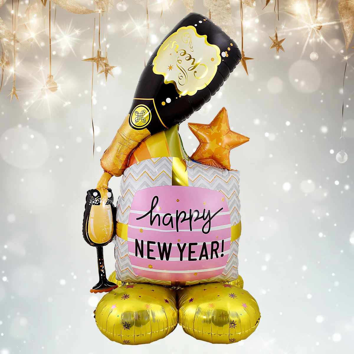 1set Large Stand New Year Base Champagne Cake Balloons Happy New Year Balloon New Year Party Decorations Navidad 2026