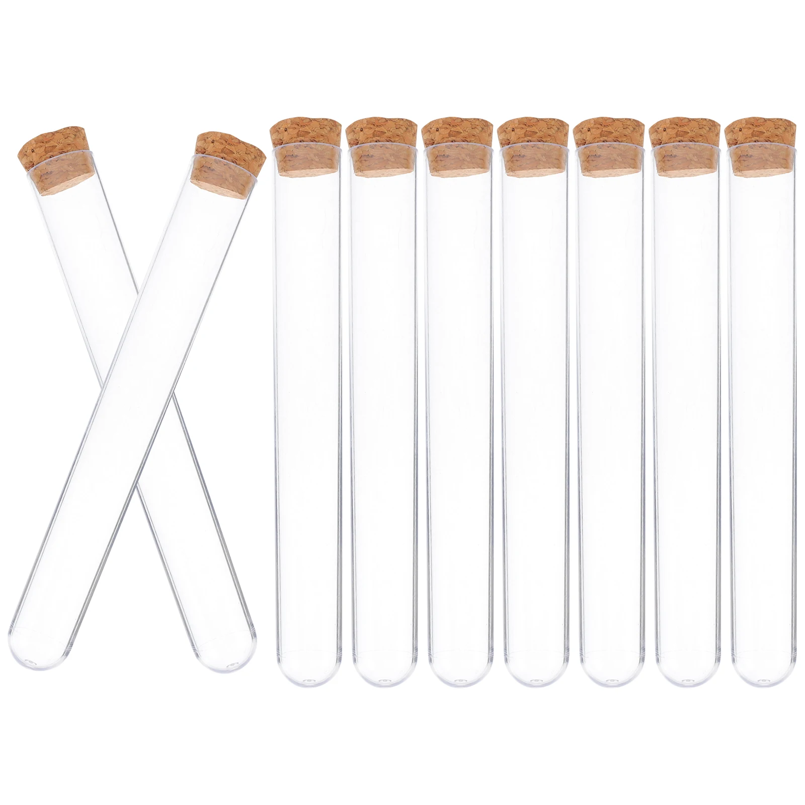 25Pcs Plastic Test Tubes with Cork Stopper Small Clear Vials for Sample Storage Liquid Powder Oil Perfume Toner Medicine Bath