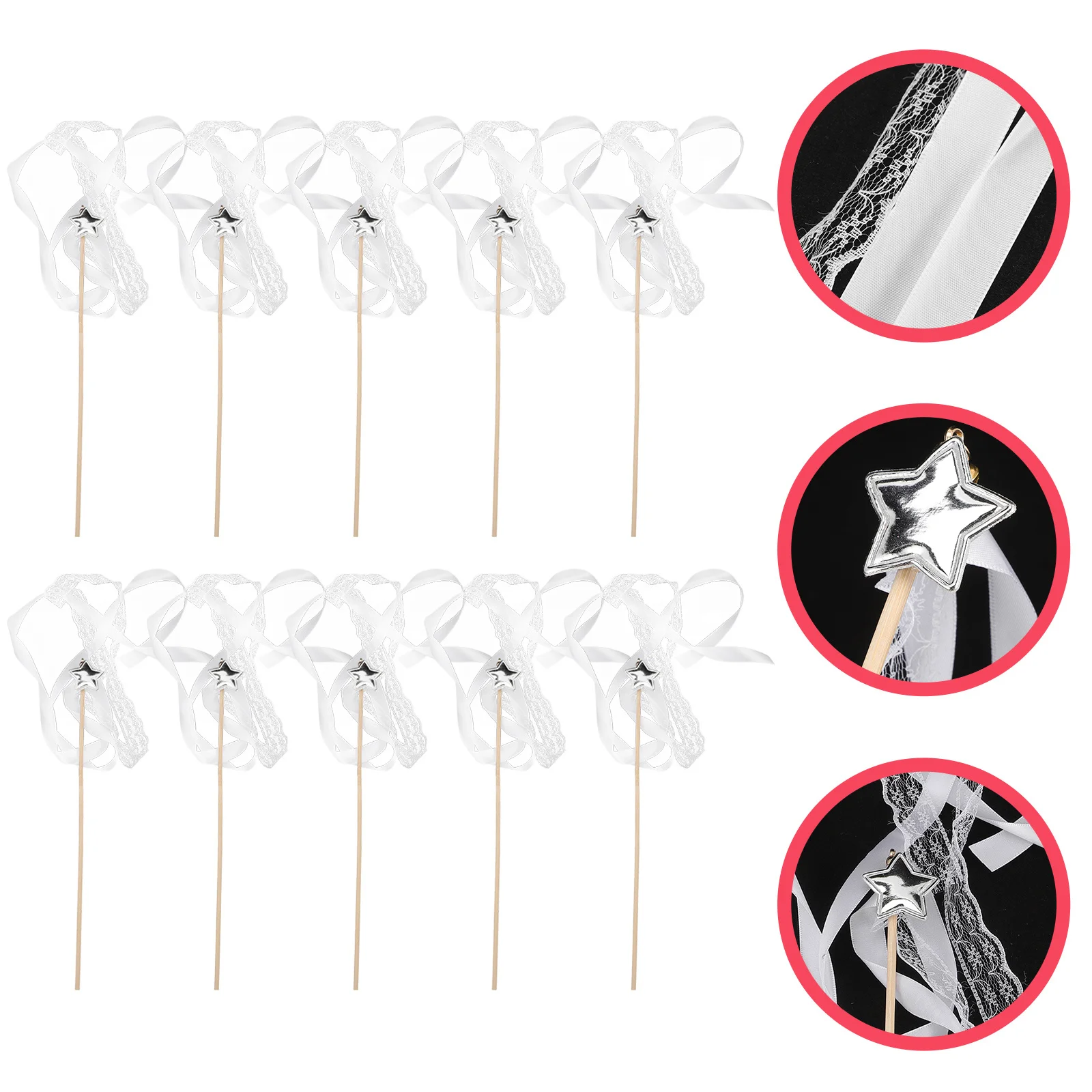 

10Pcs Ribbon Stick Streamers Fairy Wands Party Decorations Wedding Birthday Christmas Kids Balloon Ribbon Sticks Decor