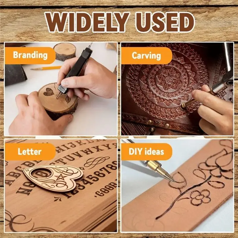 YANA50I 28 Pcs DIY Wood/Leather Burning Set DIY Wood/Leather Burning Kit Parts Tool With Letters, US Plug