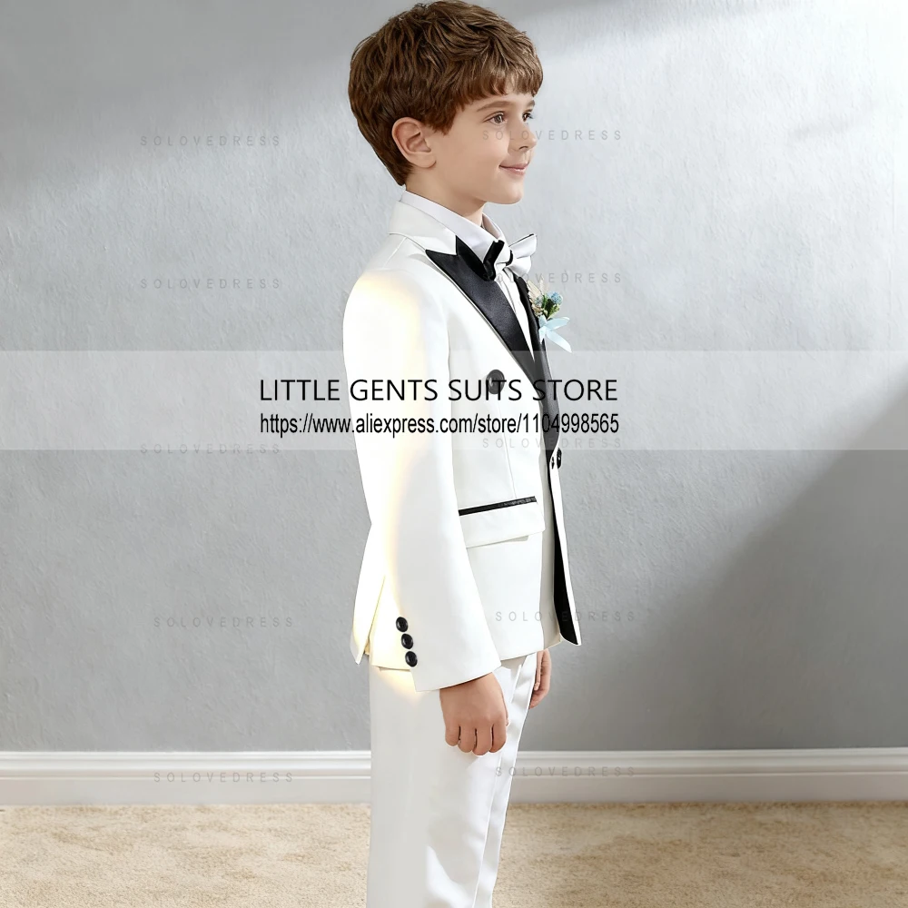 2 Piece Boy Suits Peak lapel Splice Slim Fit Single Breasted Boy's Suits For Wedding  Can Be Customized（Blazer+Pants）
