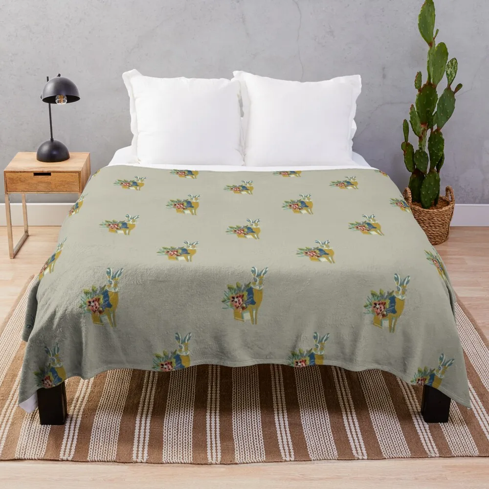 

Hare Wearing Flowers Throw Blanket Summer Blankets Sofas Of Decoration Blankets