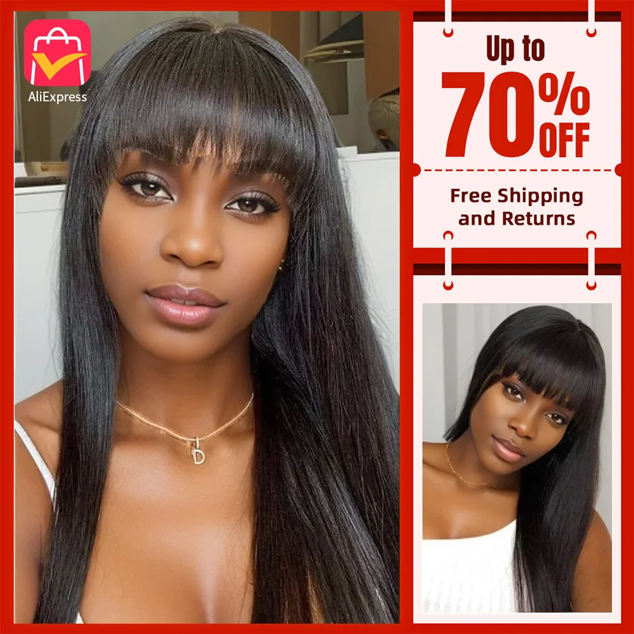 Straight Human Hair Wig With Bangs Brazilian Wigs On Sale Cheap Fringe Wig Short Bob Wig 30 32Inch 3X1 HD Lace Wigs For Women