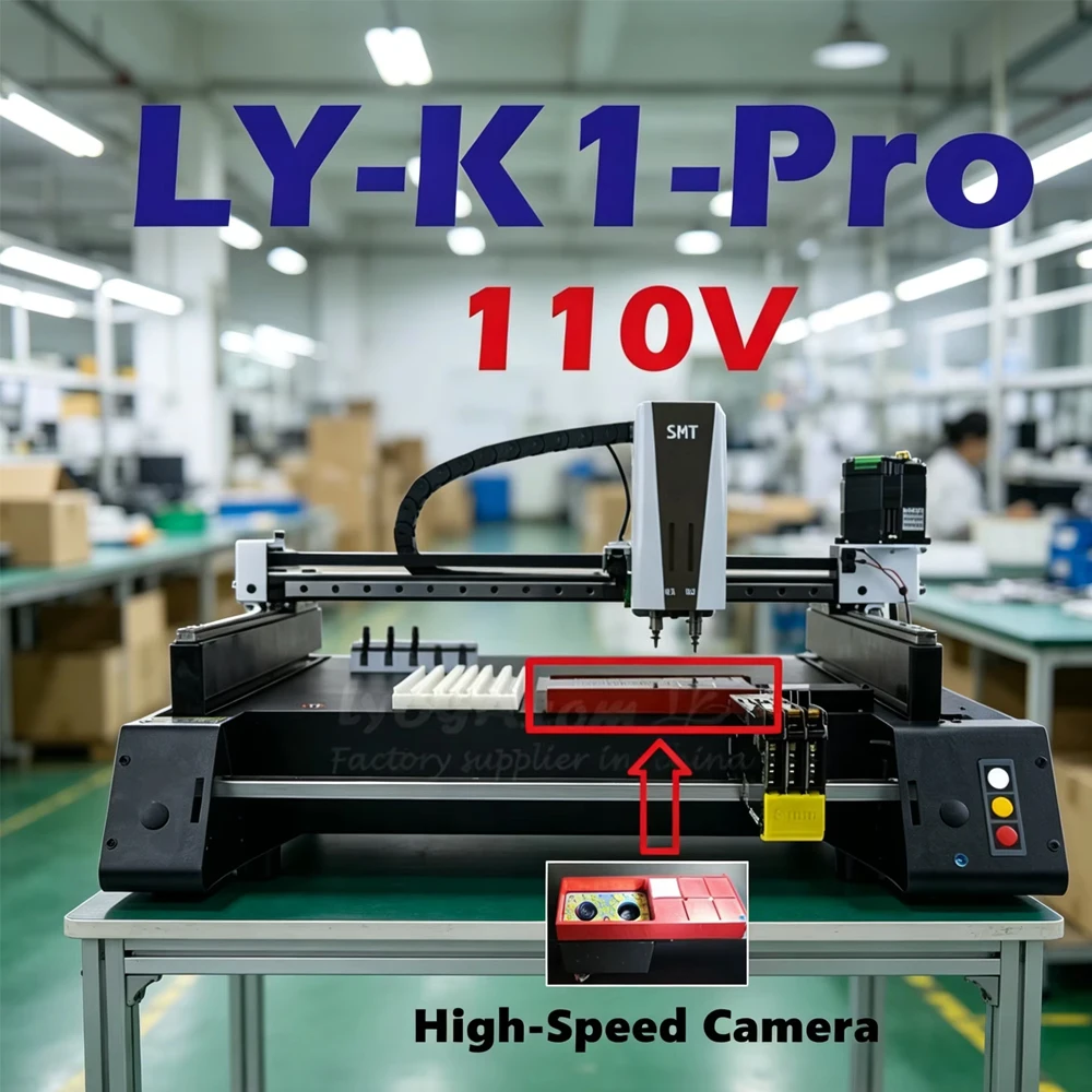 LY Full Automatic SMT Pick and Place Machine for SMD Soldering Station PCB Assembly Line Chip Mounter LED SMD Dual Heads Nozzles High Speed Camera 110V