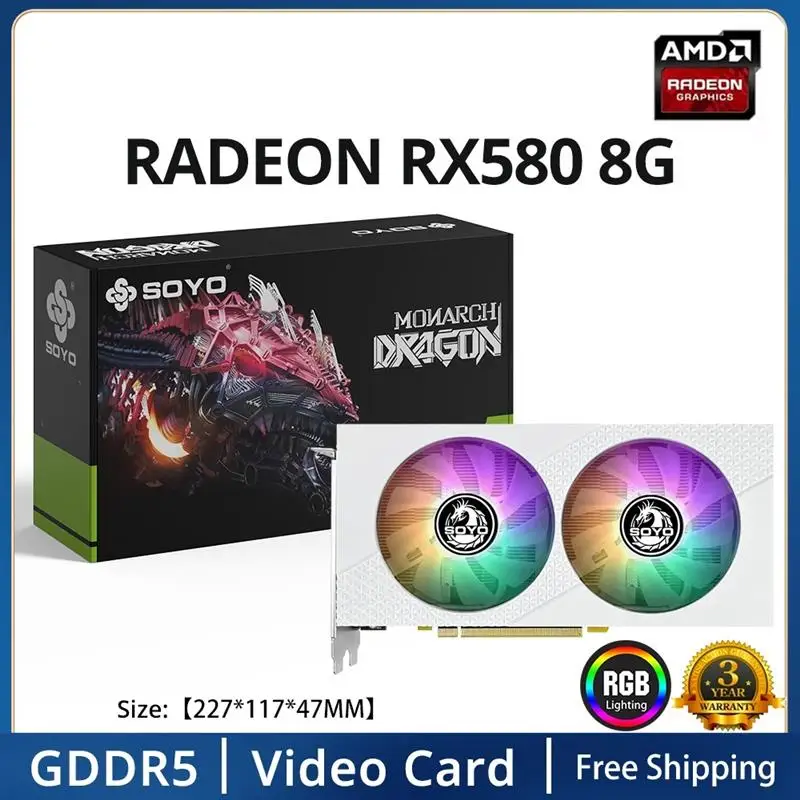 Top AMD Radeon RX580 Graphics Card GDDR5 Video Memory 256Bit PCIEx16 3.0 HDMI Gaming Card AMD Card placa de Video