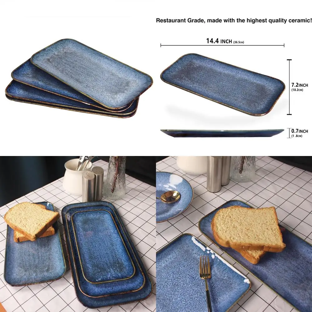 

Large Porcelain Serving Plate Set with 4 Trays, Ideal for Parties, Cookies, Appetizers, Charcuterie Boards, and Snacks