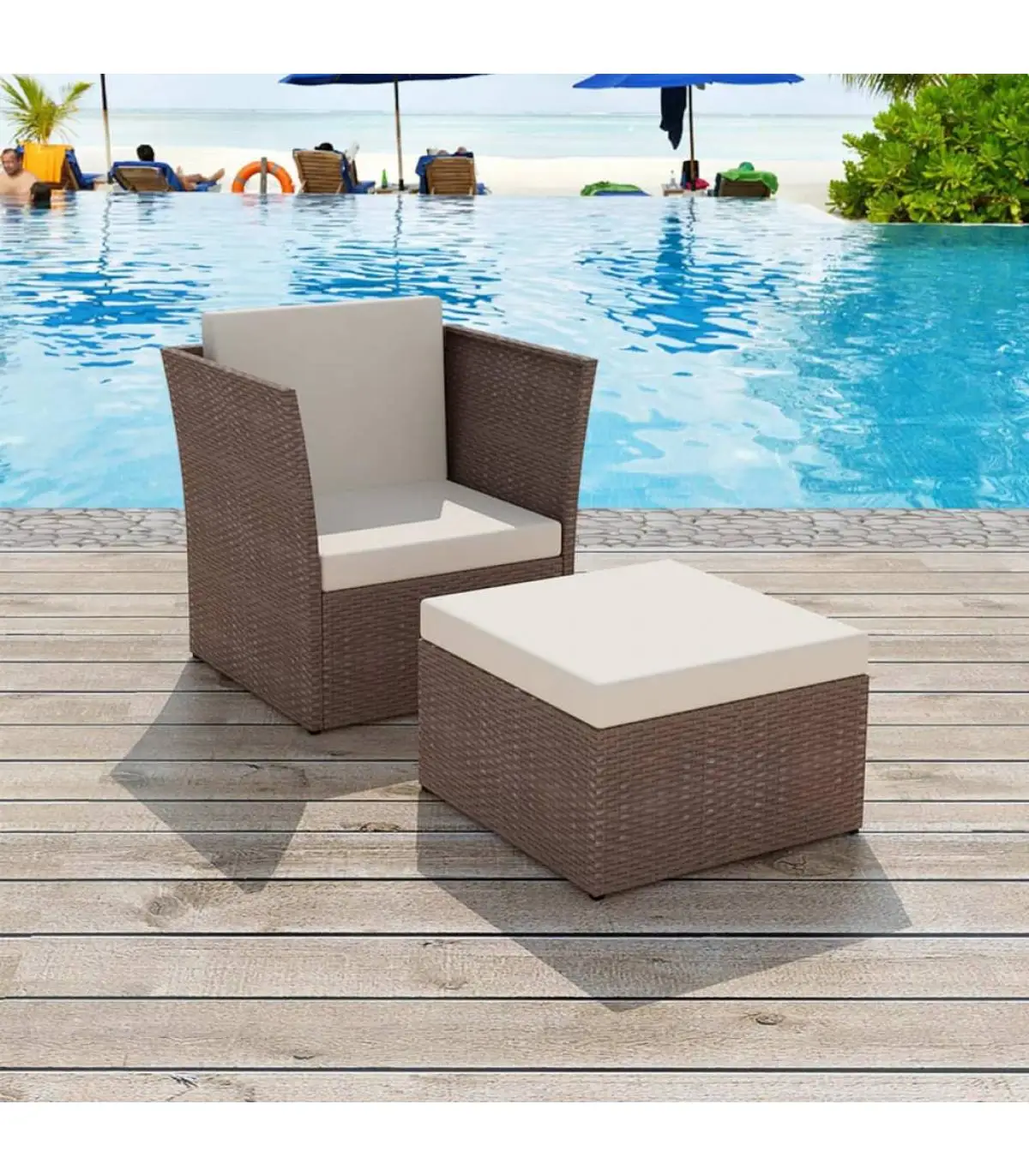 Garden chairs garden chair with brown poly rattan stool