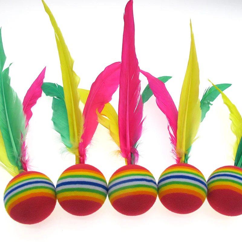 1/5pcs Colorful Feather Shuttlecock China Jianzi Foot Kick Hand Wheel Fancy Goose Feather Shuttlecock Fitness Entertainment