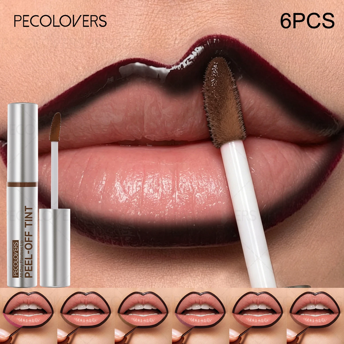 6PCS Peel-Off Lip Liner Tattoo, Waterproof Long-Lasting Matte Lip Stain, Hydrating Makeup, Lip Liner & Gloss