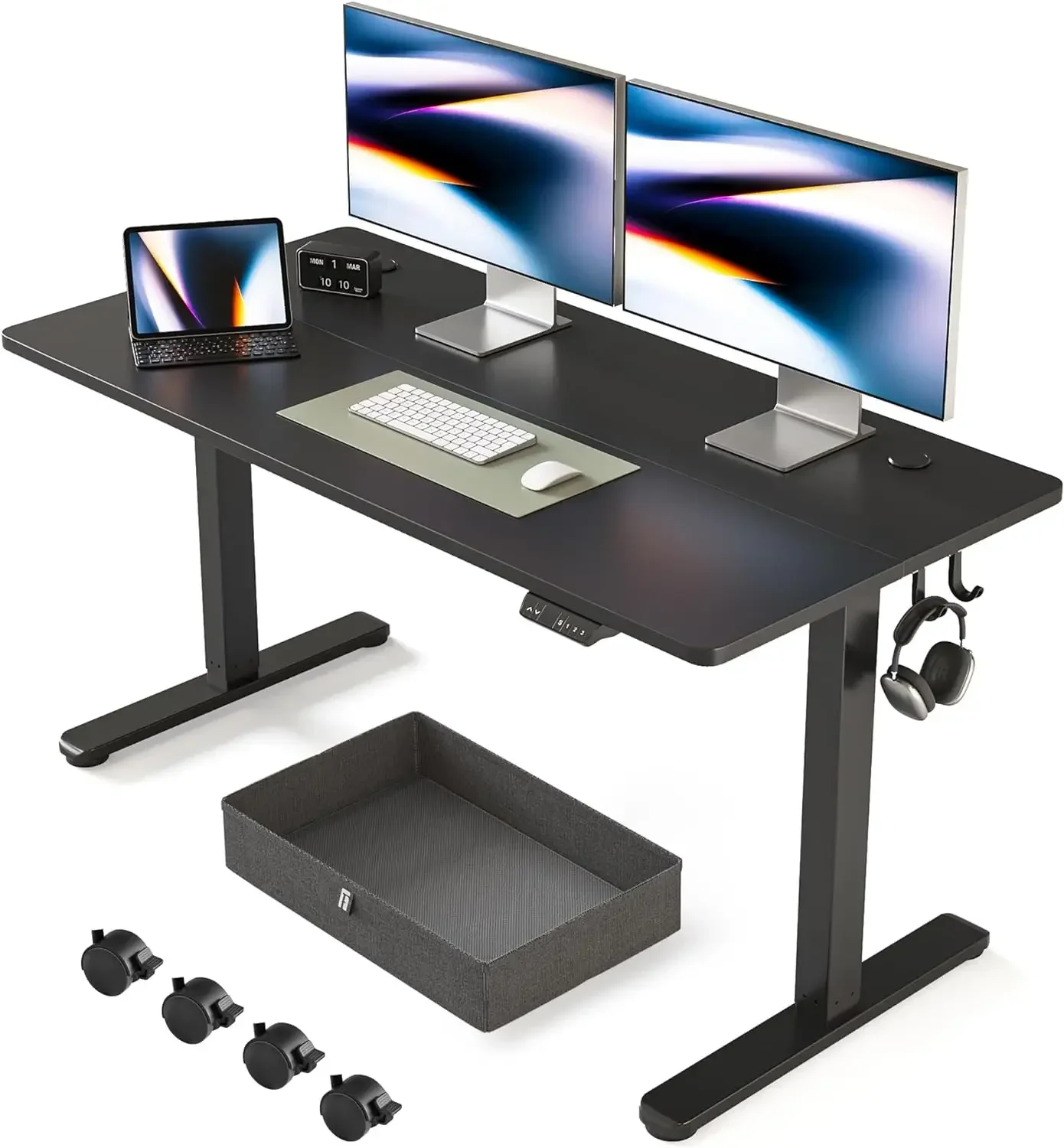 55x 24 Inches Standing Desk with Drawer, Adjustable Height Electric Stand up Desk with Storage, Sit Stand Home Office Desk