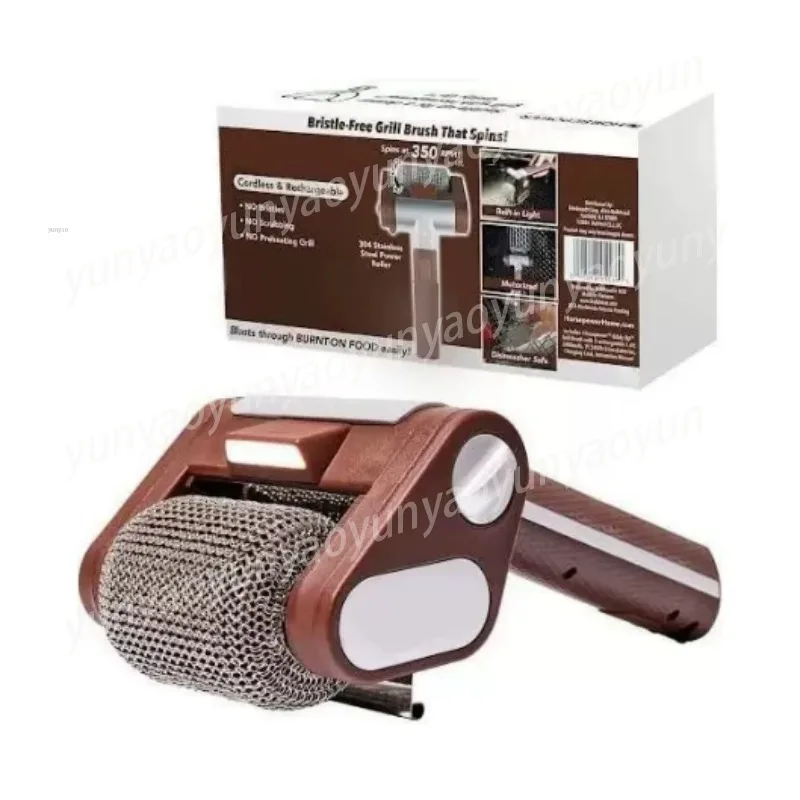Rechargeable 304 Stainless Steel BBQ Roller Grill Cleaning Brush
